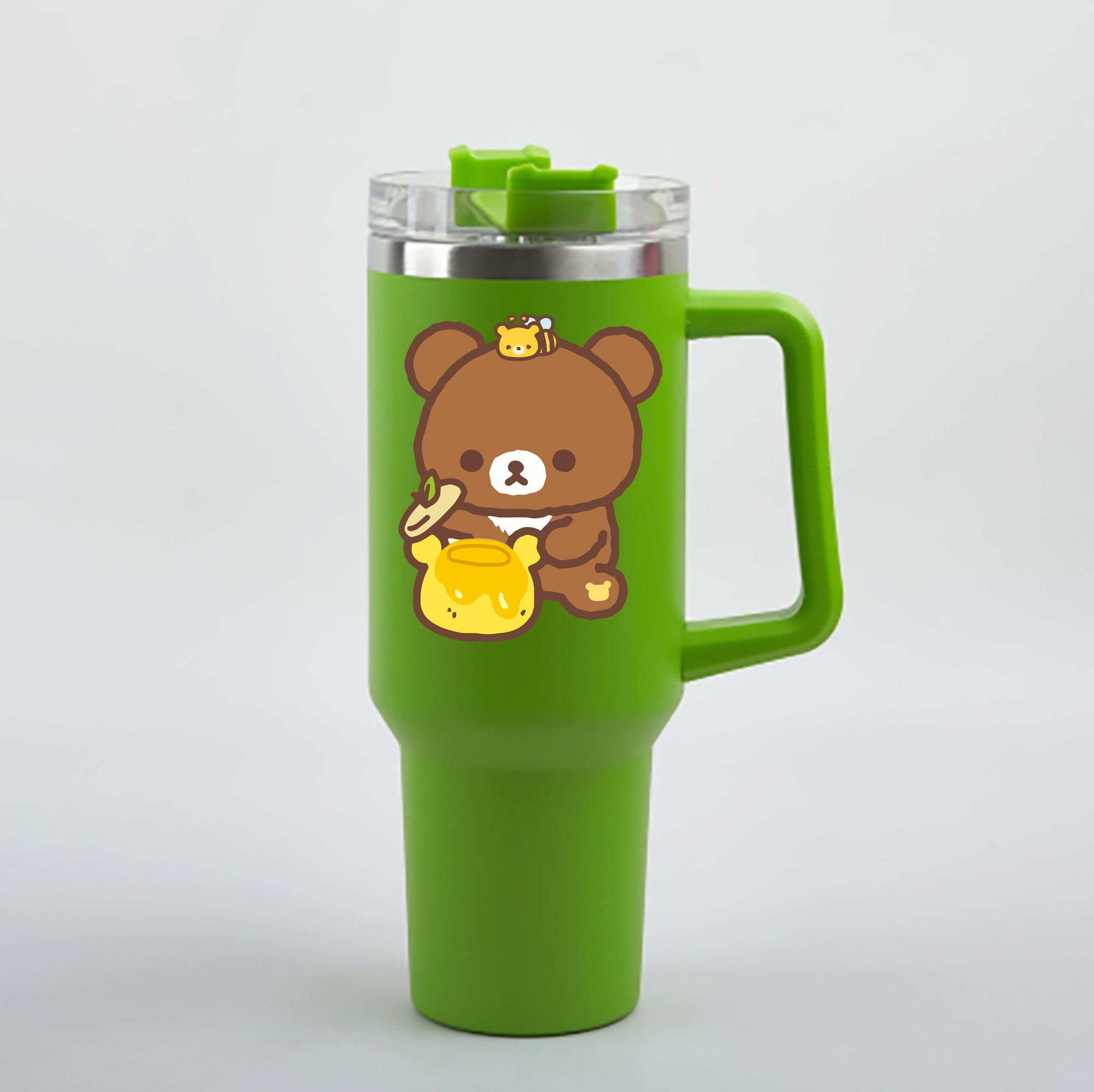 （画像用） リラックマ リラックマ キイロイトリ Rilakkuma Korilakkuma Kiiroitori 1200mL車用タンブラー - クリスタルステッカー（プラスチックストロー付き）